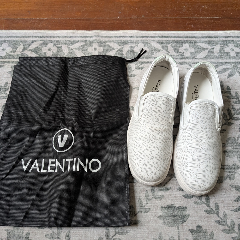 Valentino White Slip-On Sneakers